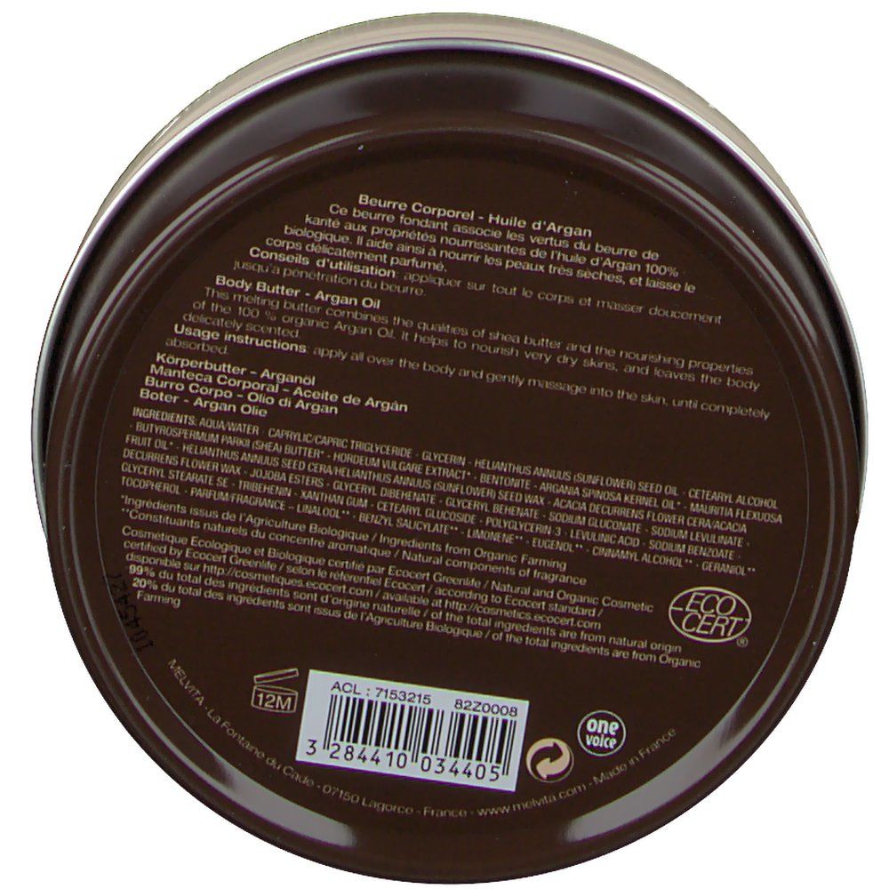 Melvita Argan Bio Beurre Corporel à l'Huile d'Argan Bio