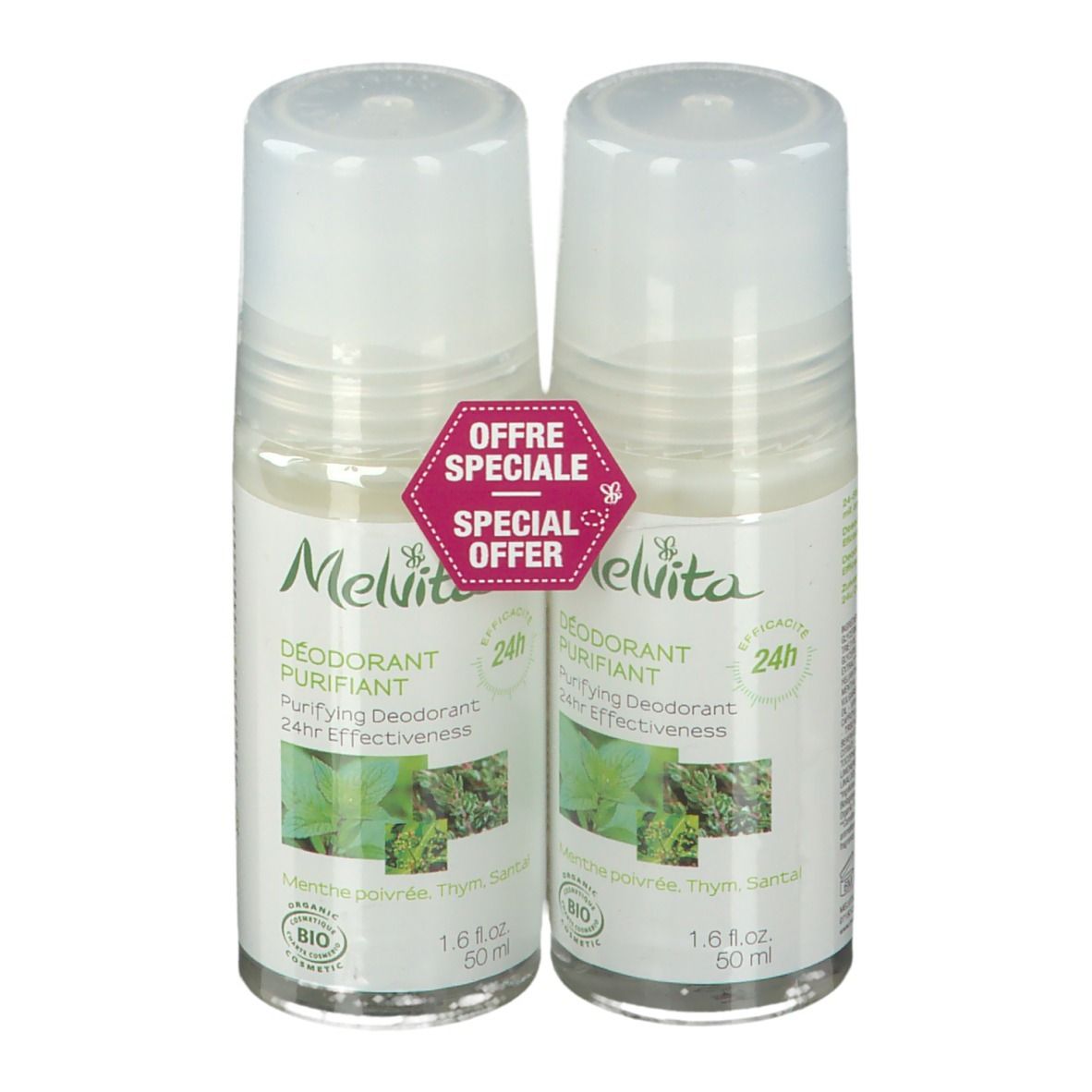 Melvita Les Essentiels Déodorant efficacité 24H Bio Roll-On