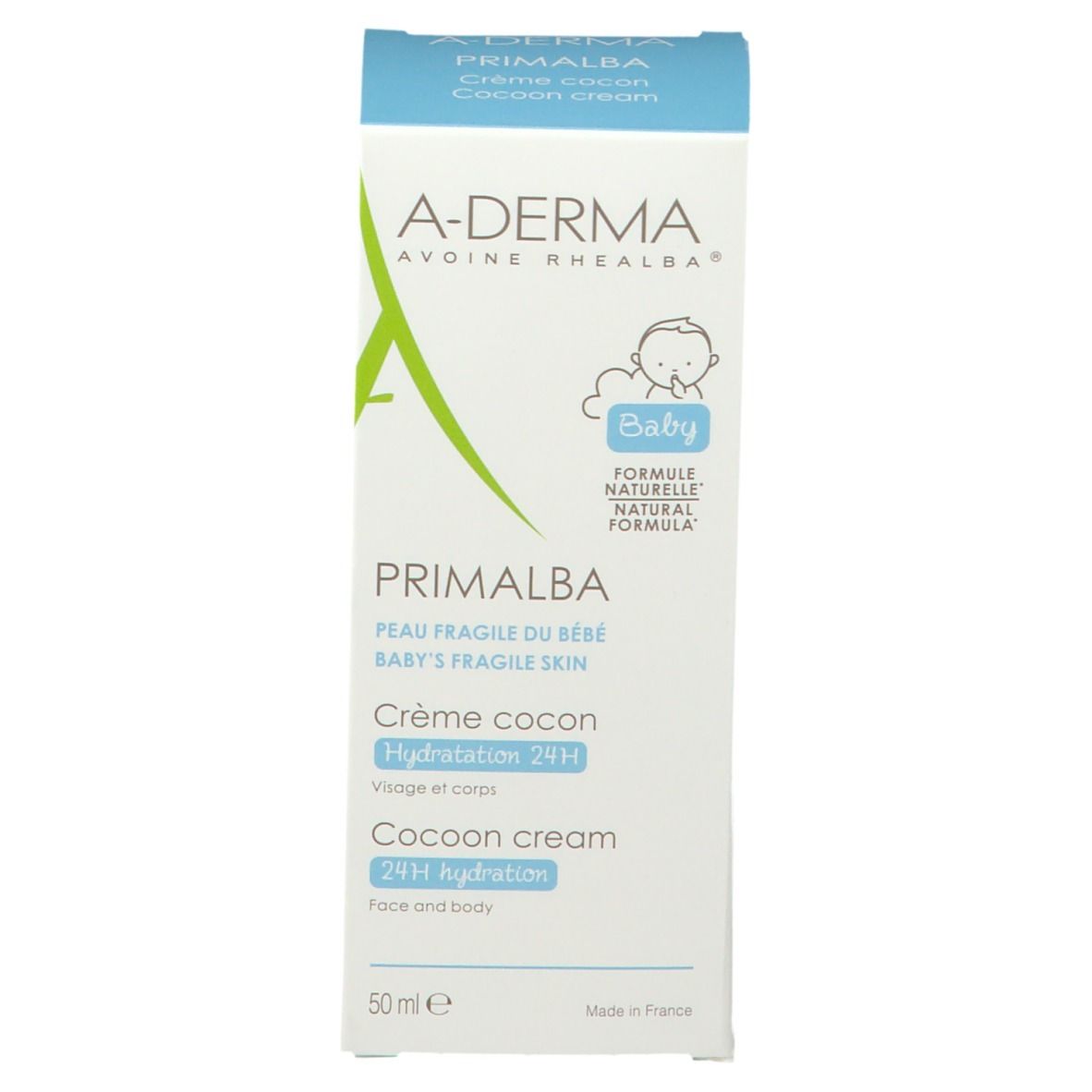 Emballage produit: boîte. A-DERMA Primalba Crème Cocon bébé. 50ml.