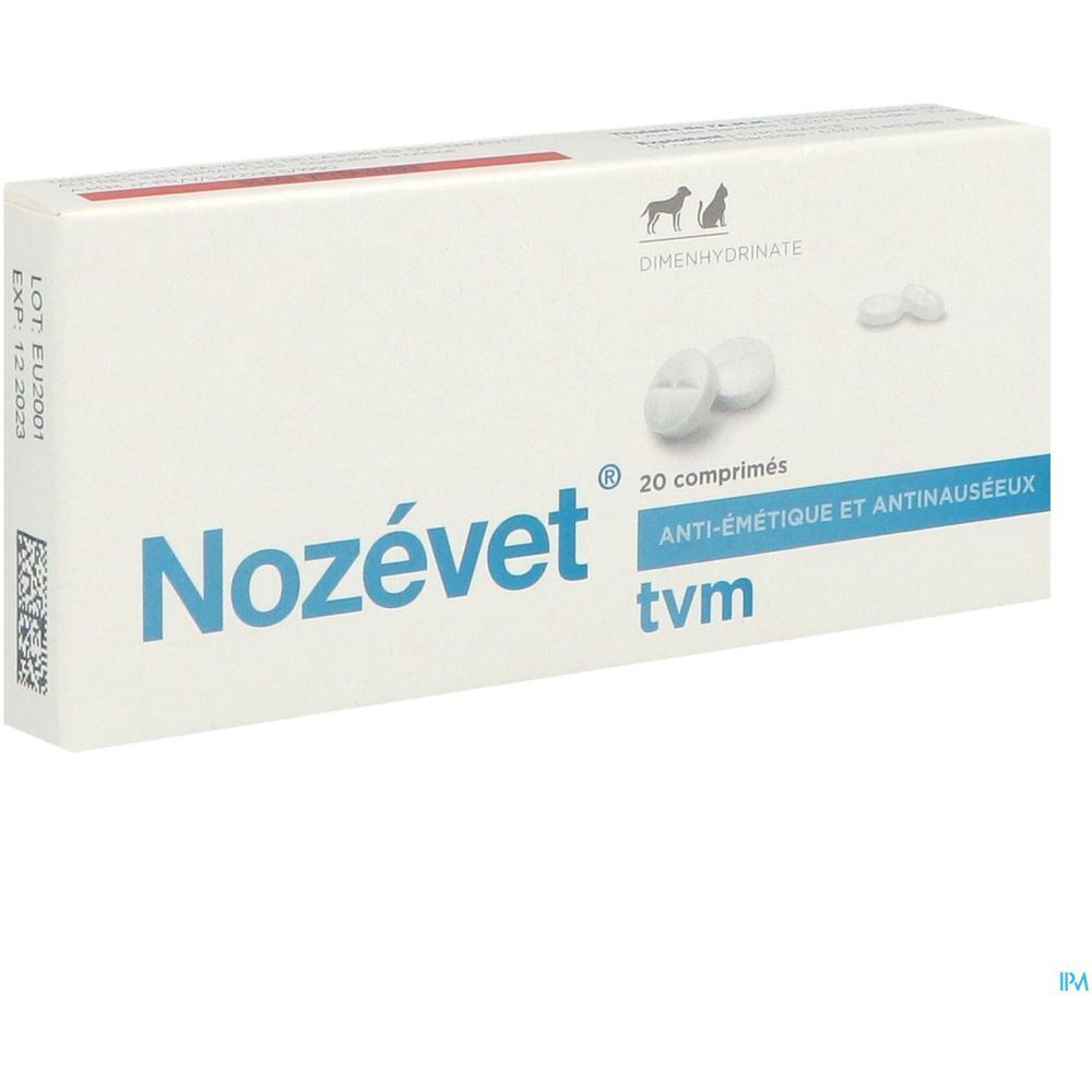 Nozevet, Comprimé antinauséeux pour chien et chat, bt 20