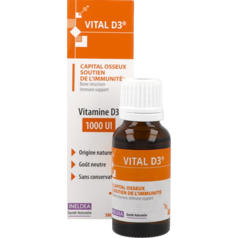 Vital D3, Goutte buvable, complément alimentaire à base de vitamine D3 d'origine naturelle