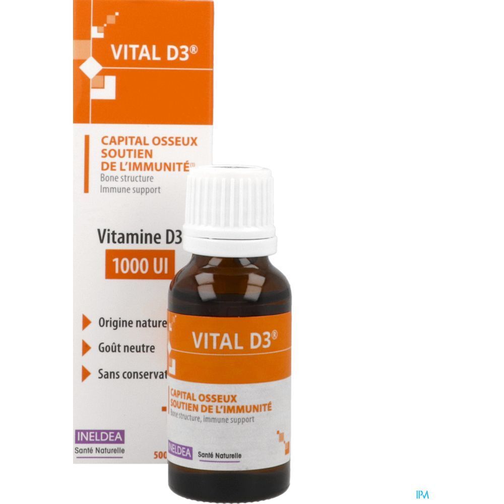 Vital D3, Goutte buvable, complément alimentaire à base de vitamine D3 d'origine naturelle