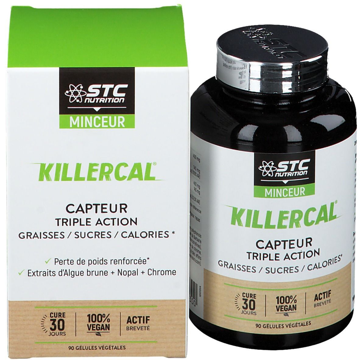 Flacon et boîte KILLERCAL. 90 gélules végétales.