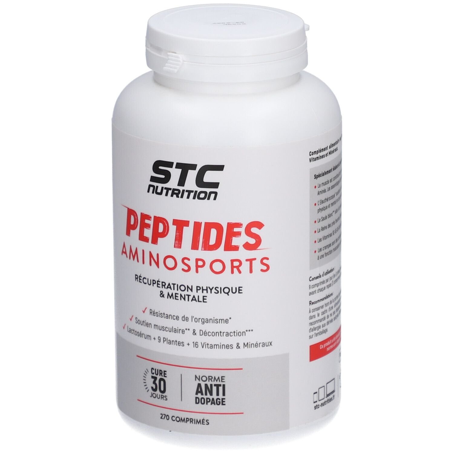 Pot blanc STC NUTRITION Peptides Aminosports, 270 comprimés.