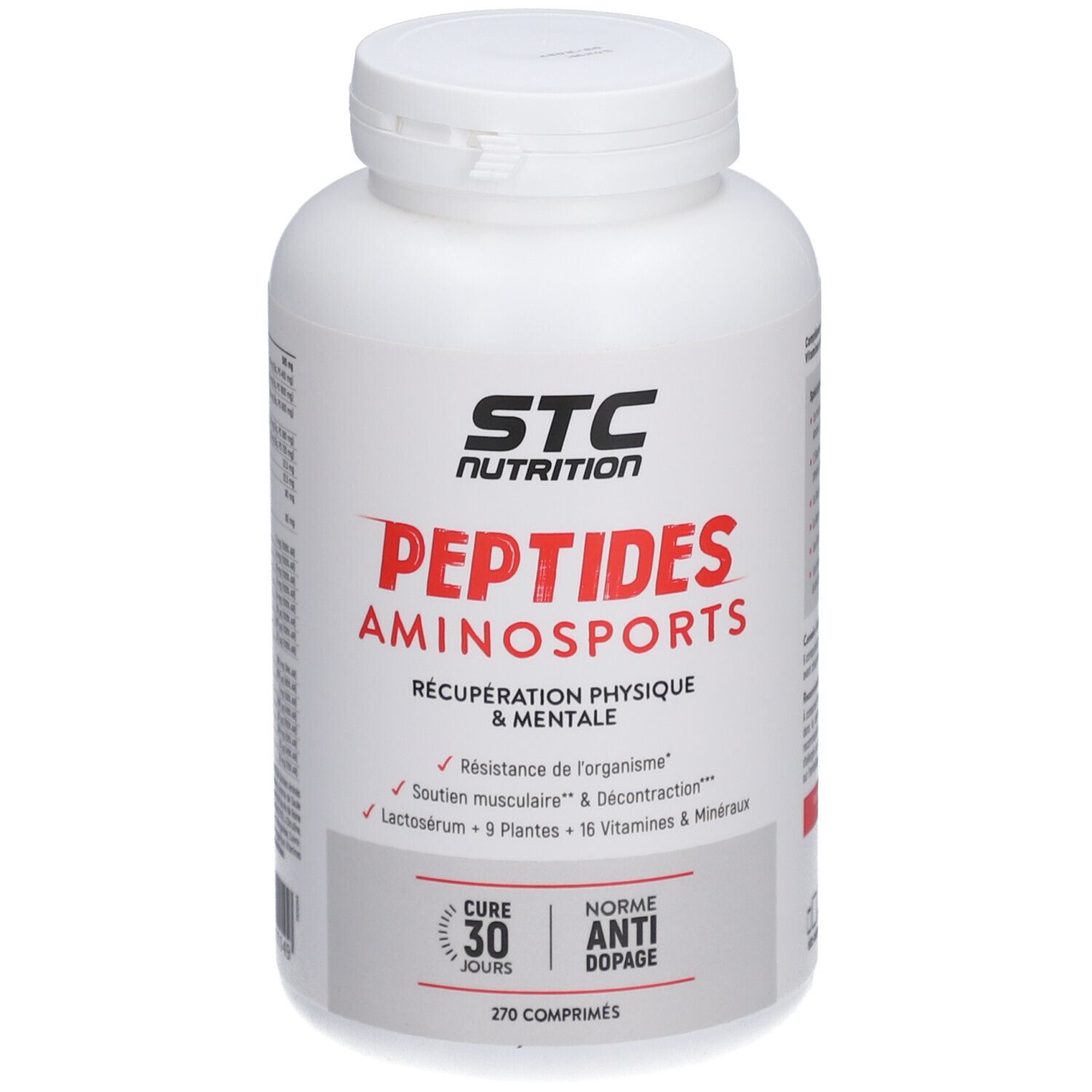 Pot blanc STC NUTRITION Peptides Aminosports, 270 comprimés.