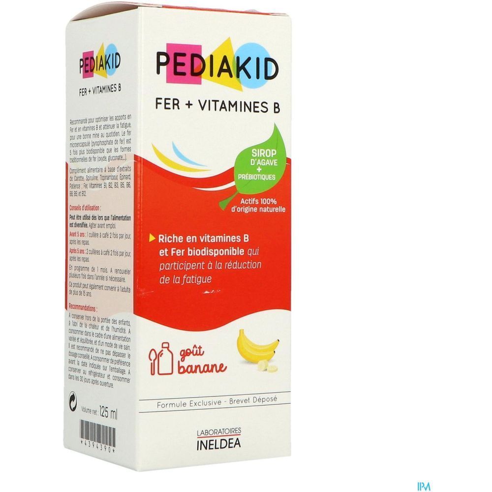 Pediakid Fer + Vitamines B, Sirop, complément alimentaire aux plantes, vitamines et minéra