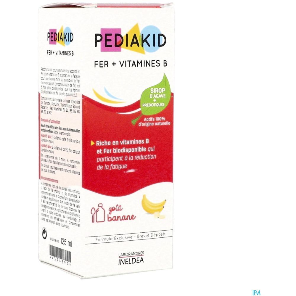 Pediakid Fer + Vitamines B, Sirop, complément alimentaire aux plantes, vitamines et minéra