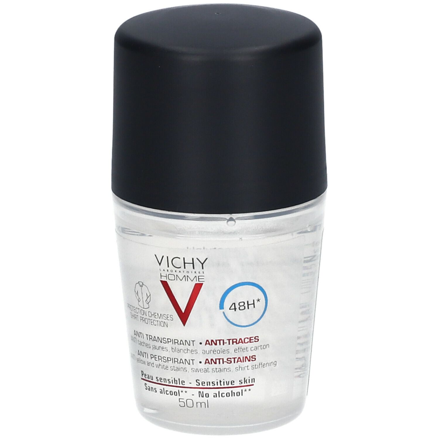 VICHY HOMME Déodorant anti transpirant anti-traces protection chemise  Roll-On