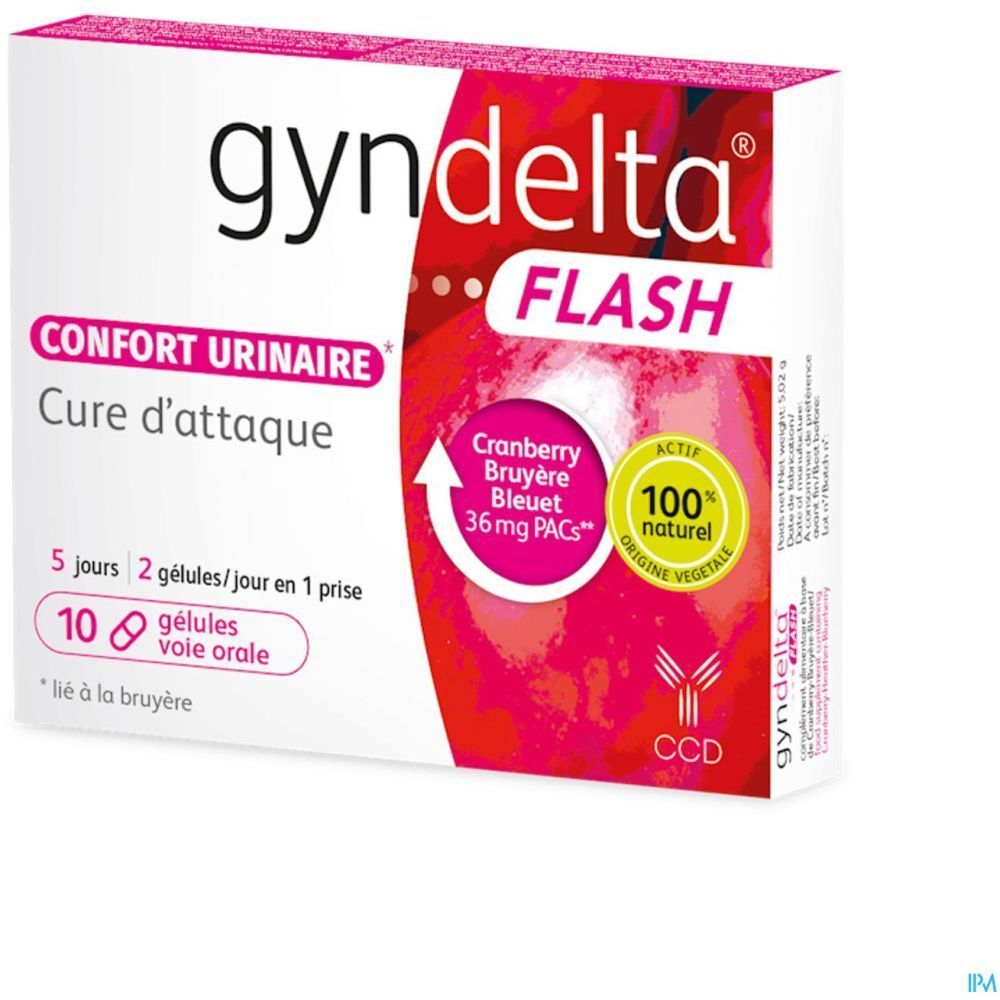Gyndelta Flash, Gélule, complément alimentaire à visée urinaire, bt 10