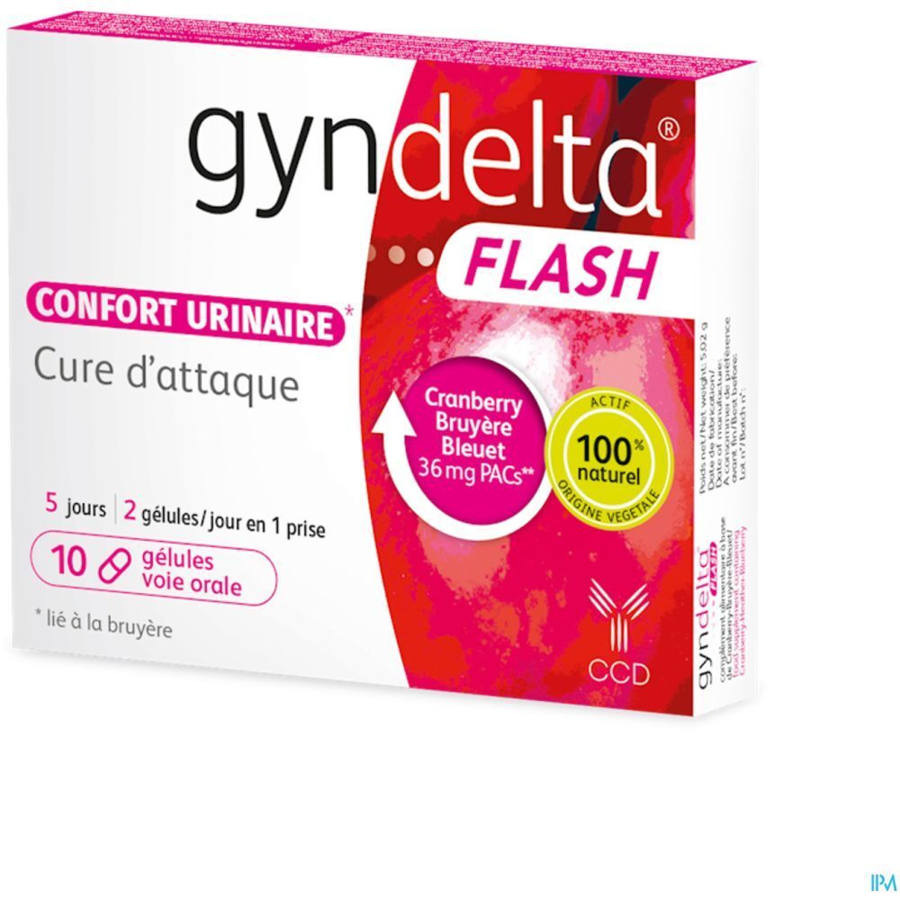 Gyndelta Flash, Gélule, complément alimentaire à visée urinaire, bt 10