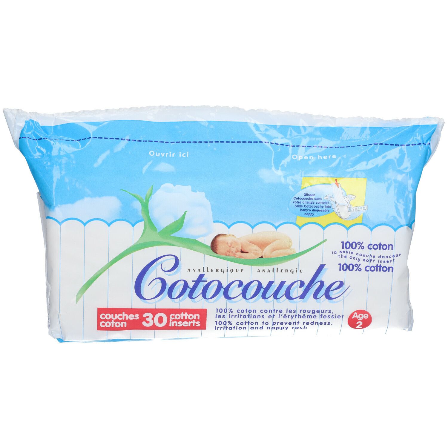 Cotocouche Couches coton 2ème âge 30 pc(s) - Redcare Pharmacie