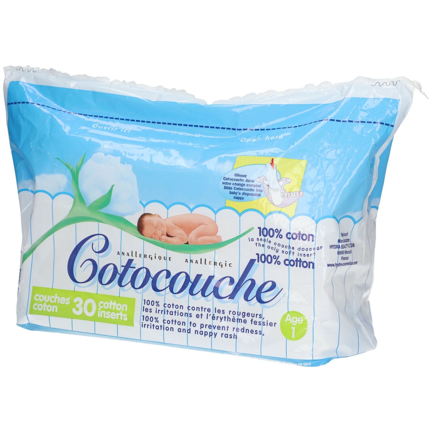 Cotocouche Couches coton anallergique 1er âge 30 pc(s) - Redcare Pharmacie