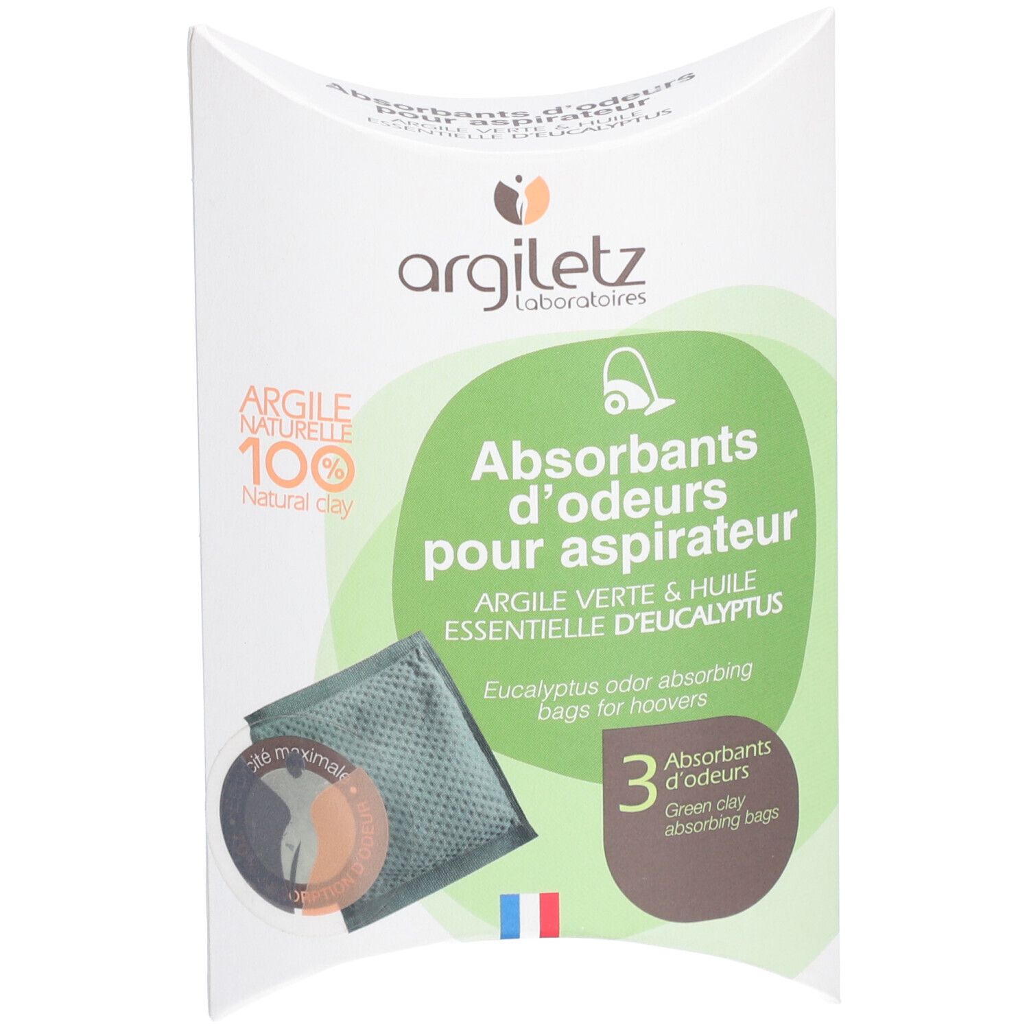 ARGILETZ Absorbant d’odeur pour aspirateurs parfum eucalyptus
