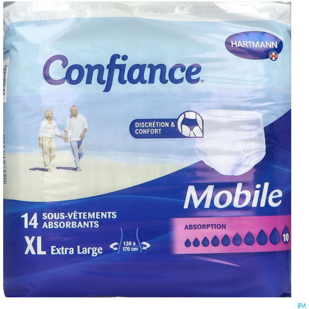 CONFIANCE MOBILE ABSORPTION 10 - Slip absorbant jetable pour incontinence urinaire, adulte