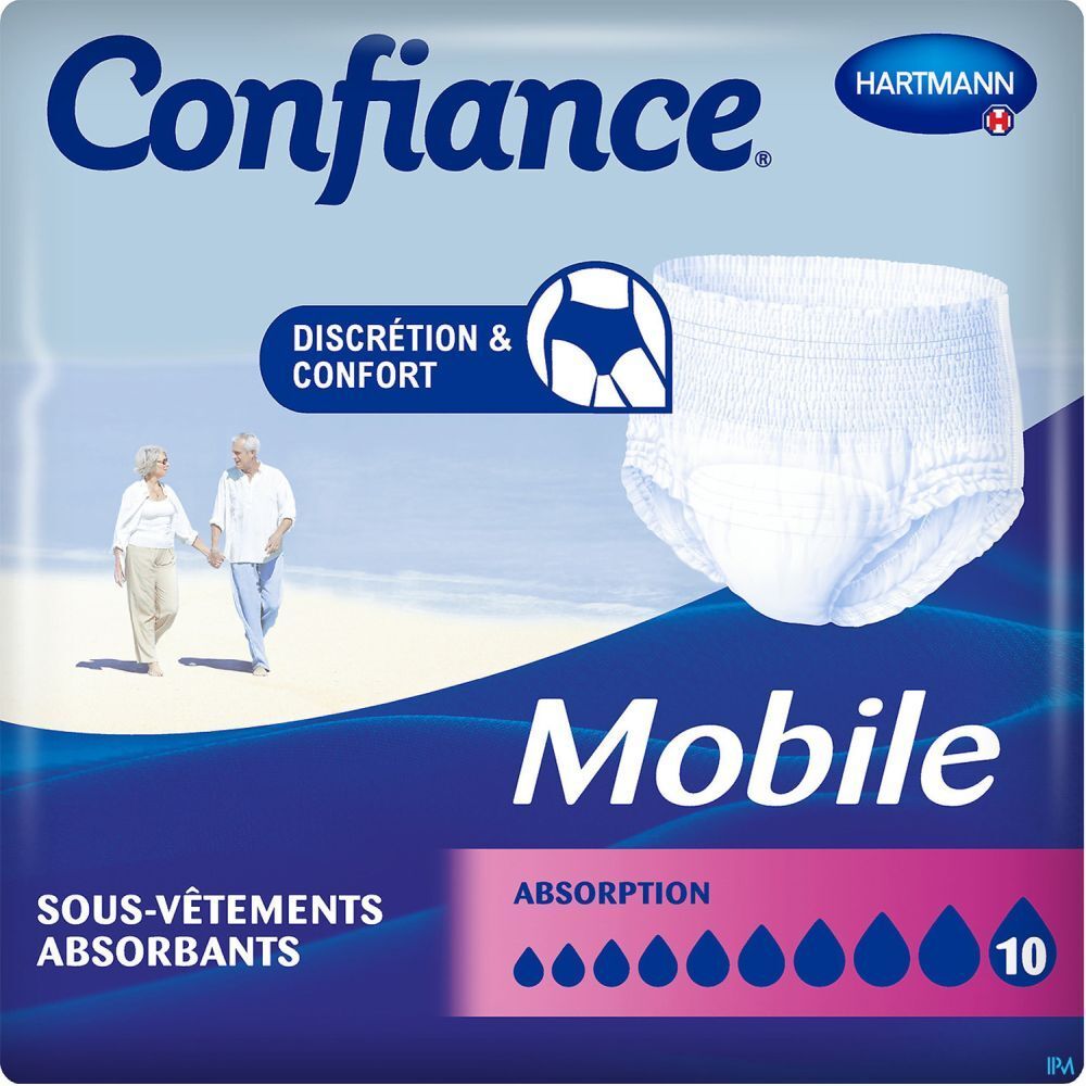 CONFIANCE MOBILE ABSORPTION 10 - Slip absorbant jetable pour incontinence urinaire, adulte