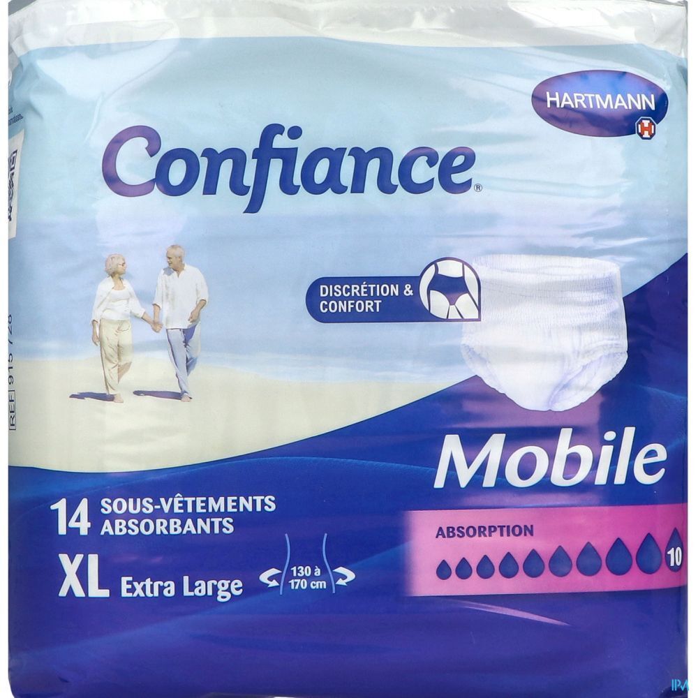 CONFIANCE MOBILE ABSORPTION 10 - Slip absorbant jetable pour incontinence urinaire, adulte