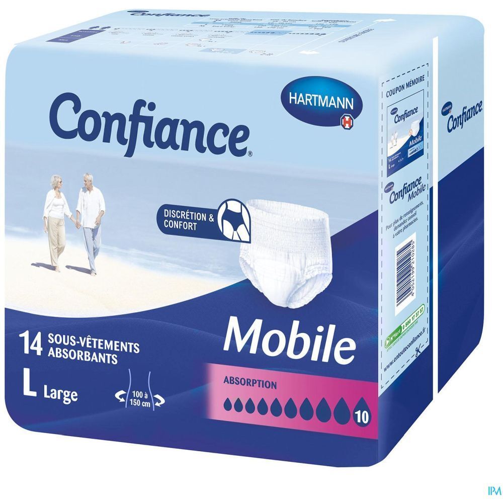 CONFIANCE MOBILE ABSORPTION 10 - Slip absorbant jetable pour incontinence urinaire, adulte