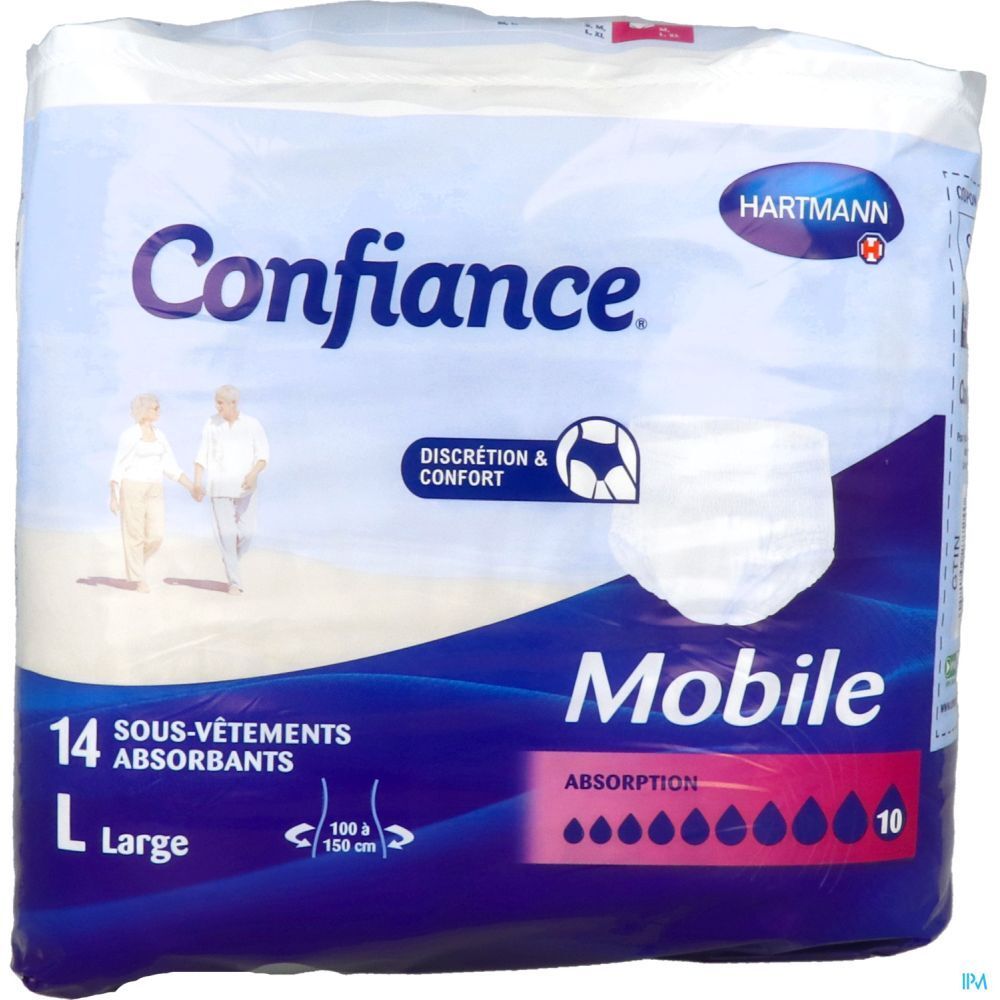 CONFIANCE MOBILE ABSORPTION 10 - Slip absorbant jetable pour incontinence urinaire, adulte