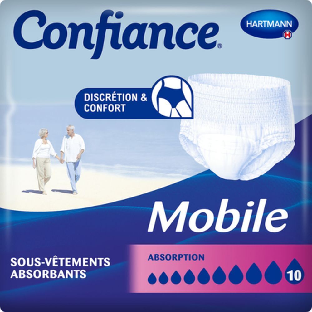 CONFIANCE MOBILE ABSORPTION 10 - Slip absorbant jetable pour incontinence urinaire, adulte