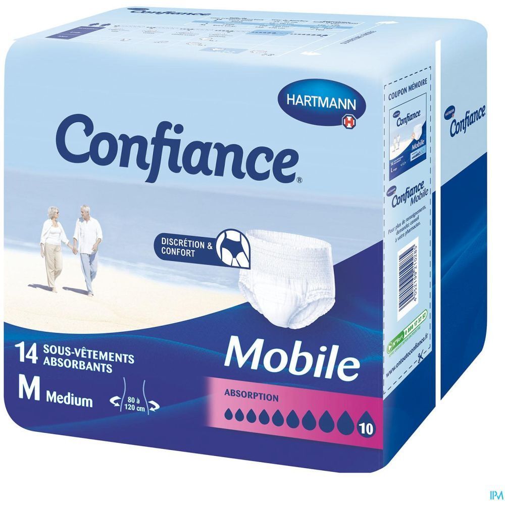 CONFIANCE MOBILE ABSORPTION 10 - Slip absorbant jetable pour incontinence urinaire, adulte
