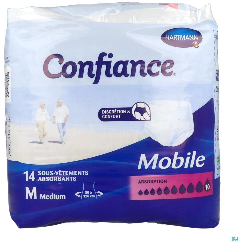CONFIANCE MOBILE ABSORPTION 10 - Slip absorbant jetable pour incontinence urinaire, adulte
