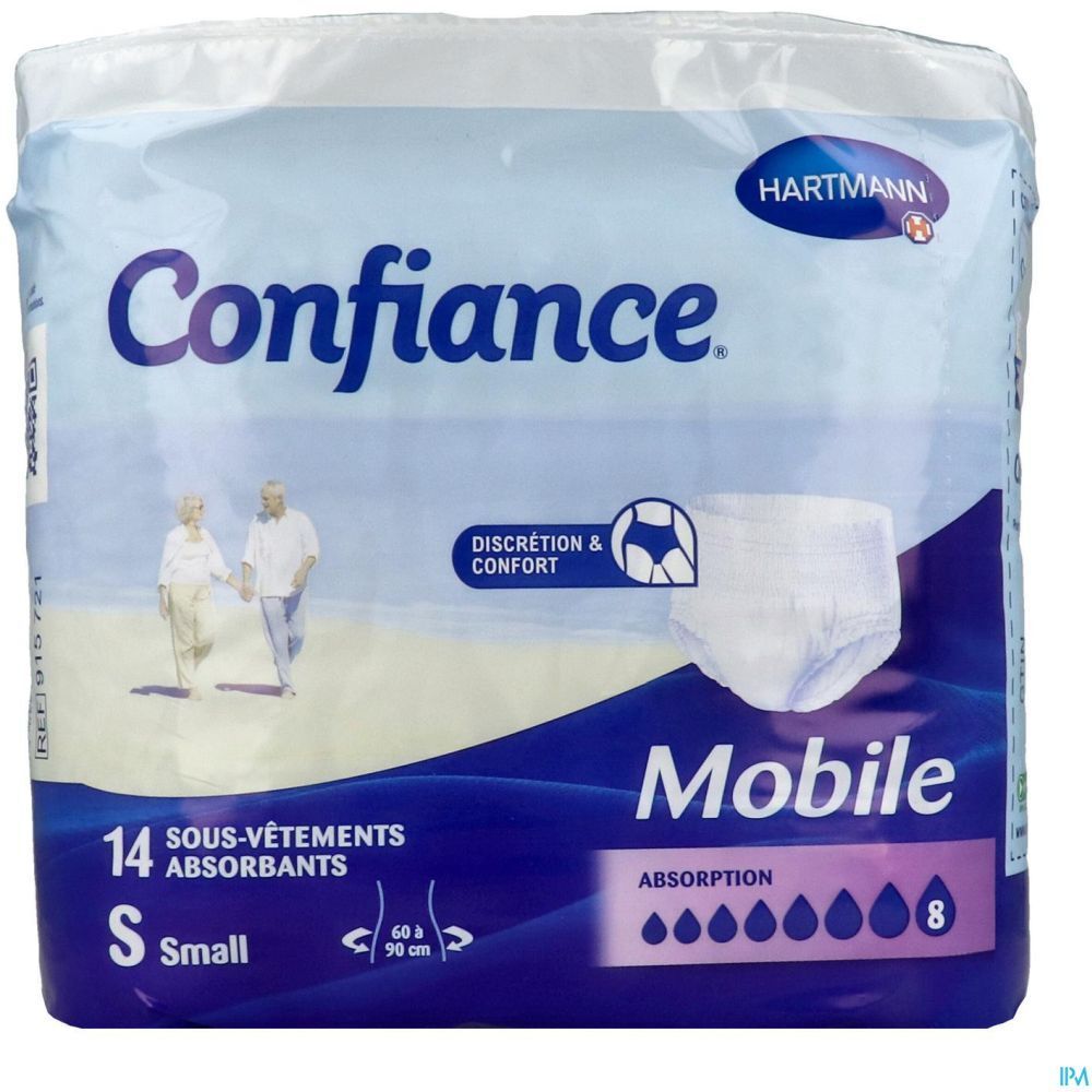 CONFIANCE MOBILE ABSORPTION 8 - Slip absorbant jetable pour incontinence urinaire, adulte.