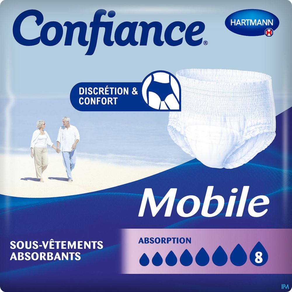 CONFIANCE MOBILE ABSORPTION 8 - Slip absorbant jetable pour incontinence urinaire, adulte.