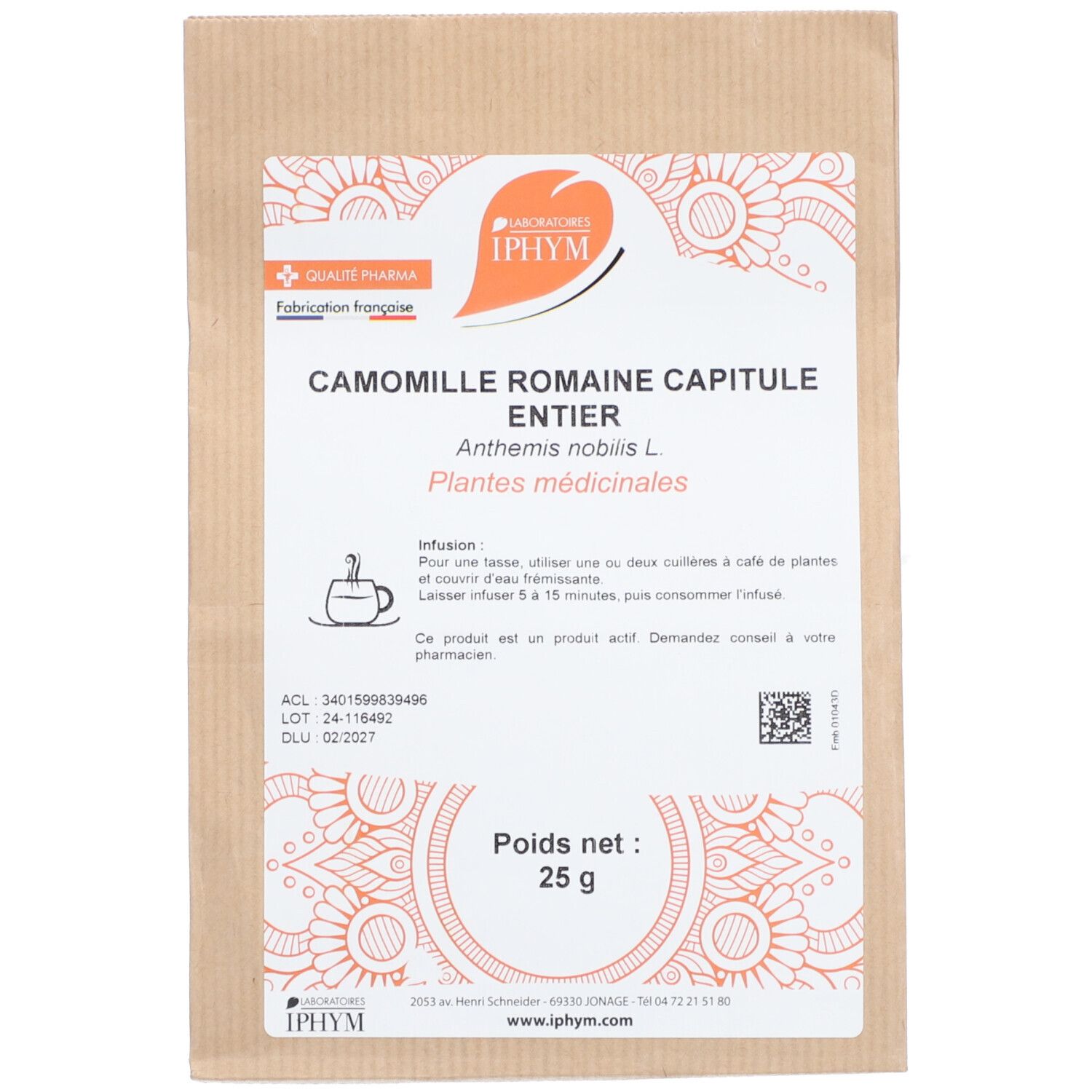 Iphym Tisane camomille romaine fleur