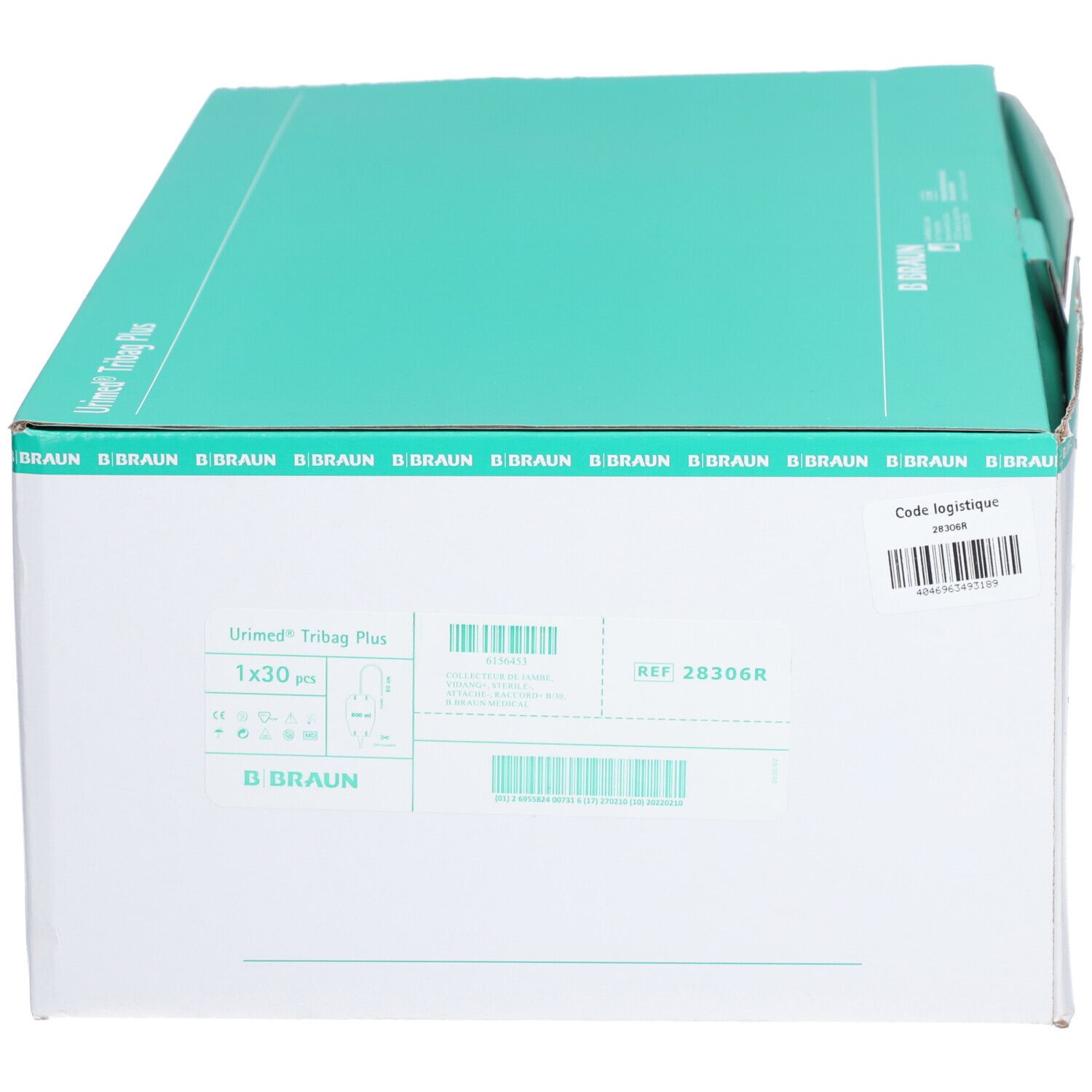 Boîte URIMED TRIBAG PLUS. Emballage vert et blanc avec informations produit et logo B. Braun.