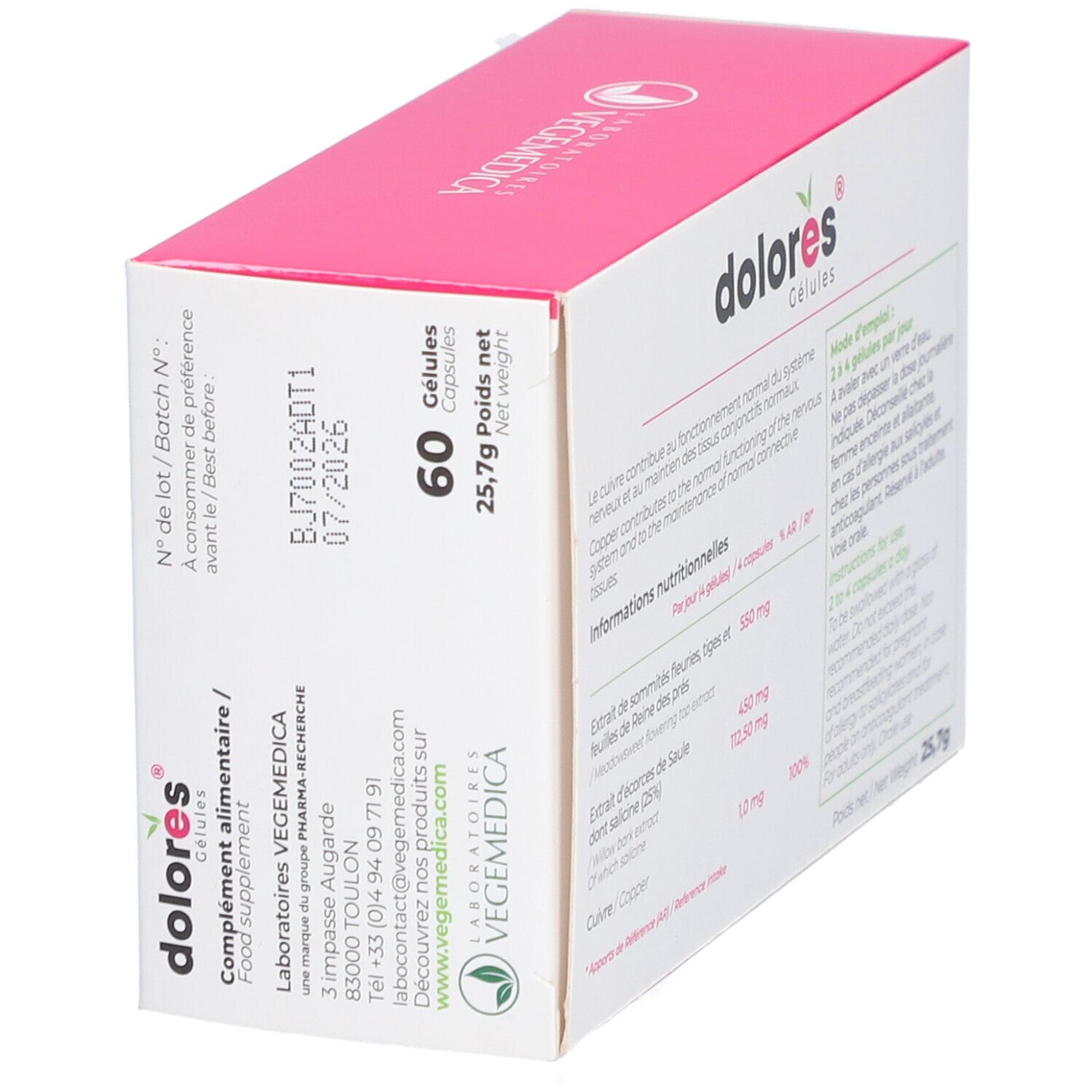 DOLORÈS® Gélules Reine des prés, Saule et cuivre