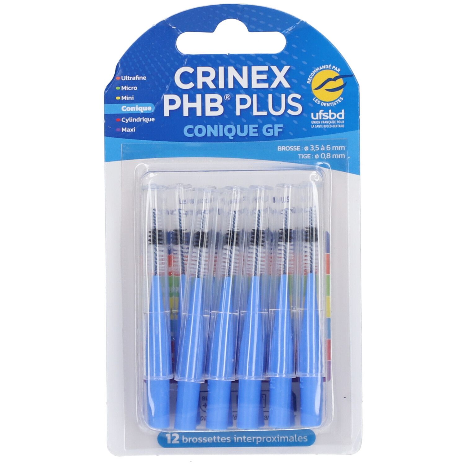 CRINEX - PHB PLUS - Brossette interdentaire conique.  - blister 12