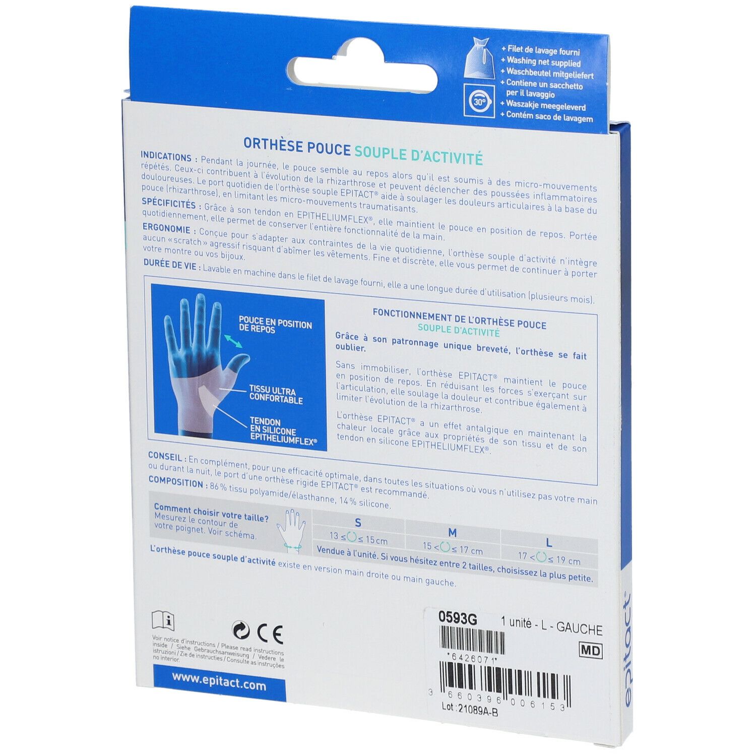 epitact® Orthèse pouce rhizarthrose gauche L