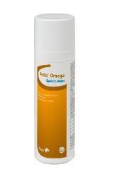 Flacon blanc avec étiquette marron. Inscription: Actis Omega Spécial Chien. 20 ml.