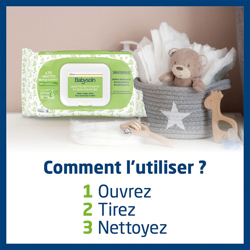 BABYSOIN Lingettes Nettoyantes - Lot de 2X70