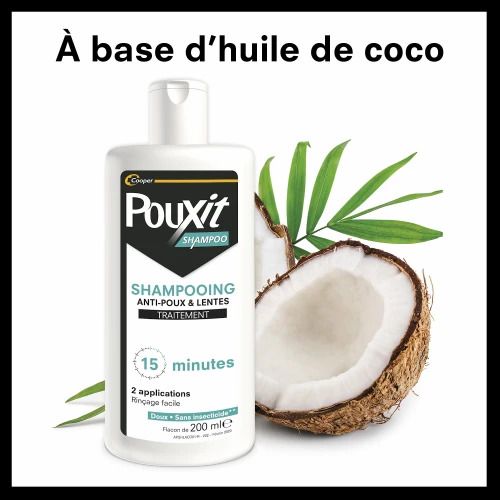 POUXIT - Shampooing anti-poux et lentes - Agit en 2 applications de 15 minutes1 - Traitement du cuir chevelu - 200 ml