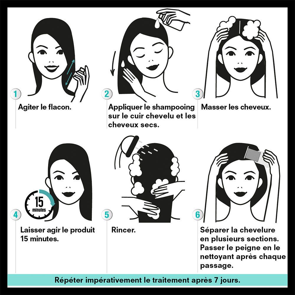 POUXIT - Shampooing anti-poux et lentes - Agit en 2 applications de 15 minutes1 - Traitement du cuir chevelu - 200 ml