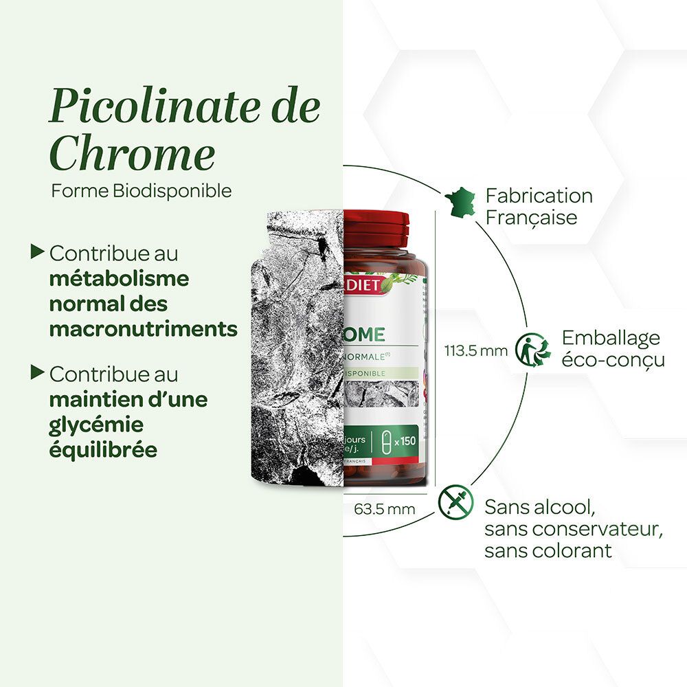 SUPERDIET Picolinate De Chrome - 150 gélules