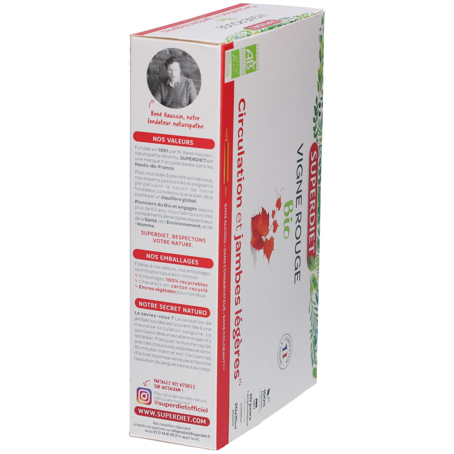 VIGNE ROUGE BIO -  20 ampoules de 15ml