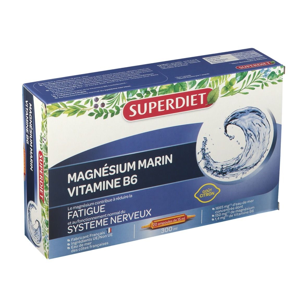 MAGNÉSIUM MARIN + VITAMINE B6 -  20 ampoules de 10 ml