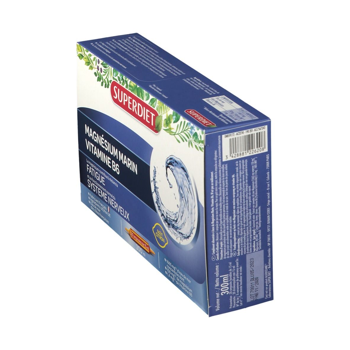 MAGNÉSIUM MARIN + VITAMINE B6 -  20 ampoules de 10 ml
