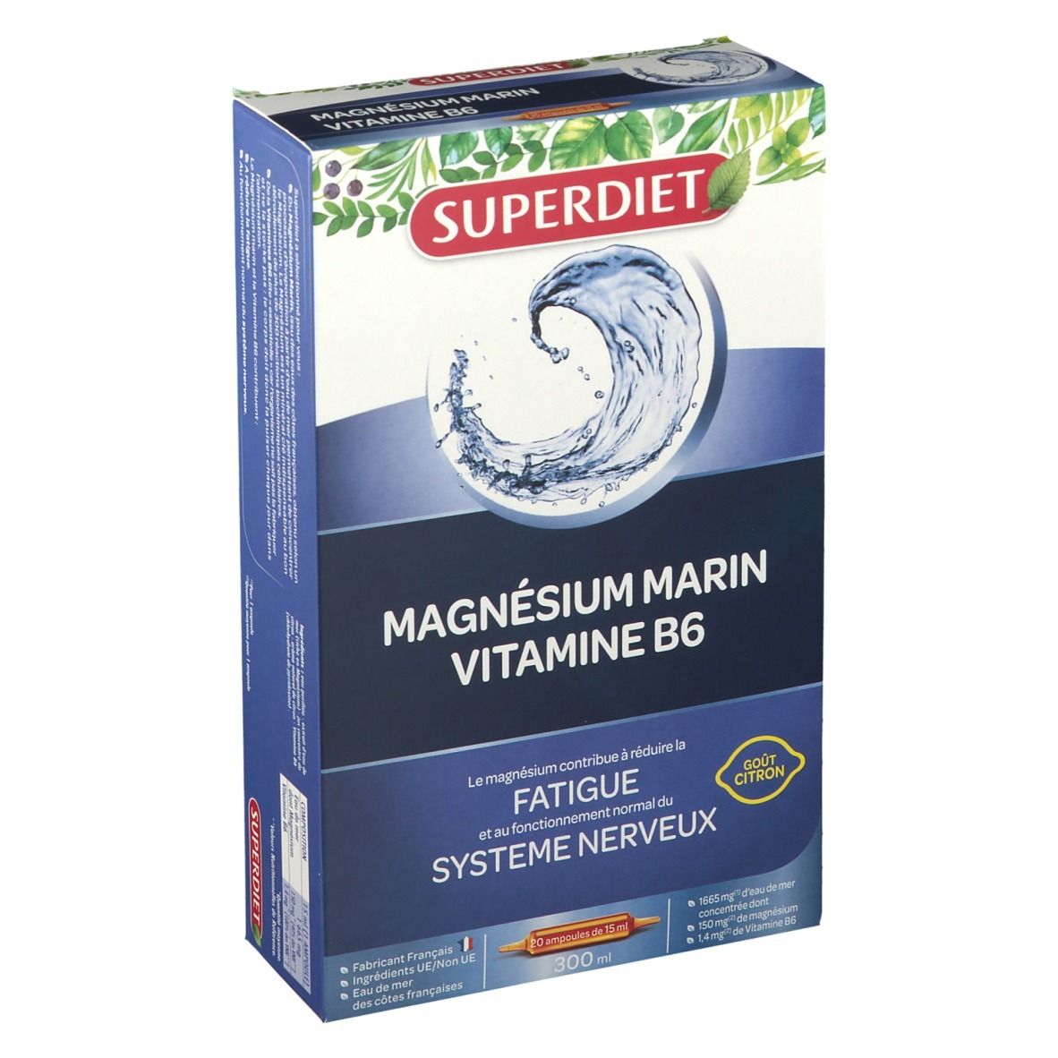 MAGNÉSIUM MARIN + VITAMINE B6 -  20 ampoules de 10 ml