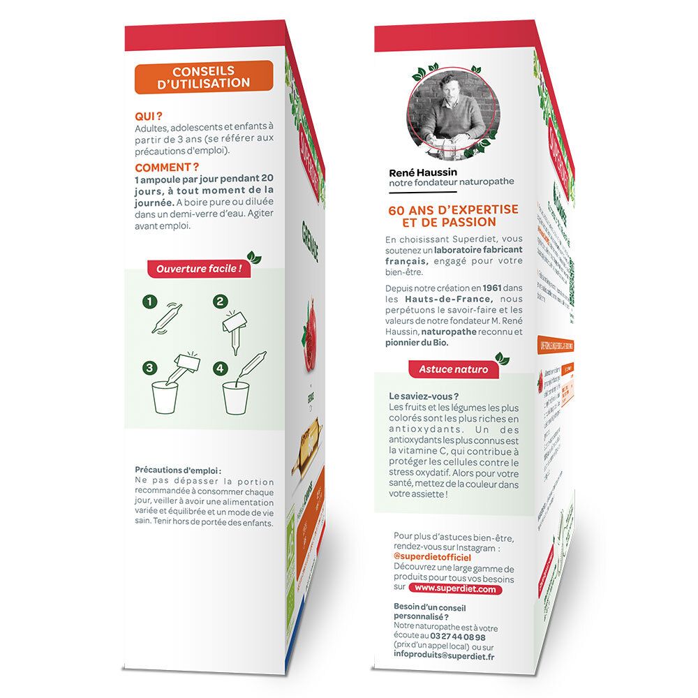 SUPERDIET Grenade Bio - 20 ampoules de 10 ml