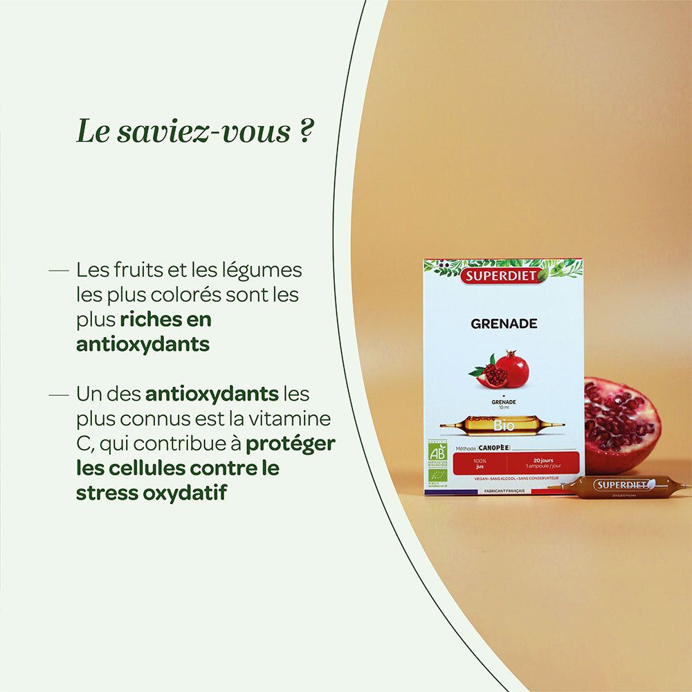 SUPERDIET Grenade Bio - 20 ampoules de 10 ml