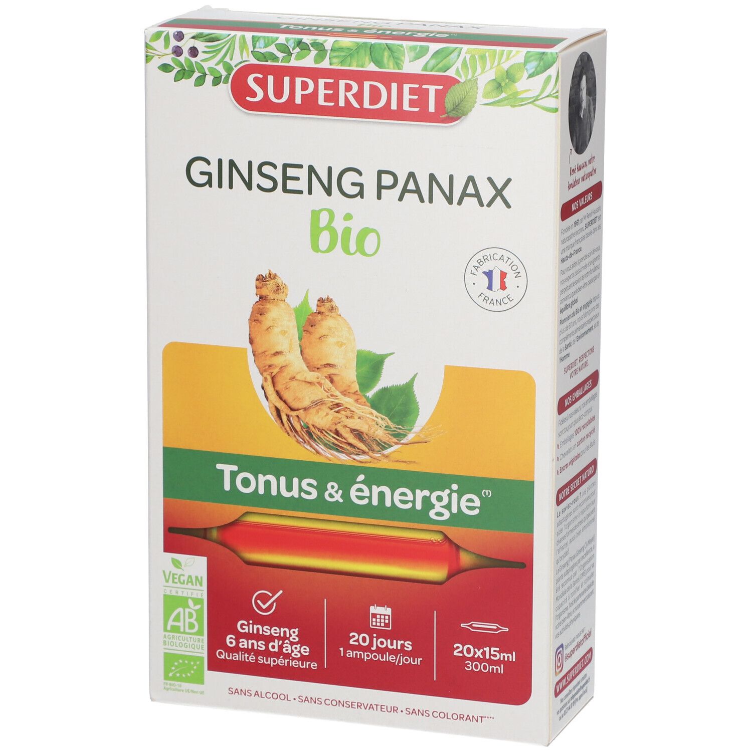 SUPER DIET Ginseng Panax Bio Ampoule 20 pc(s) Redcare Pharmacie