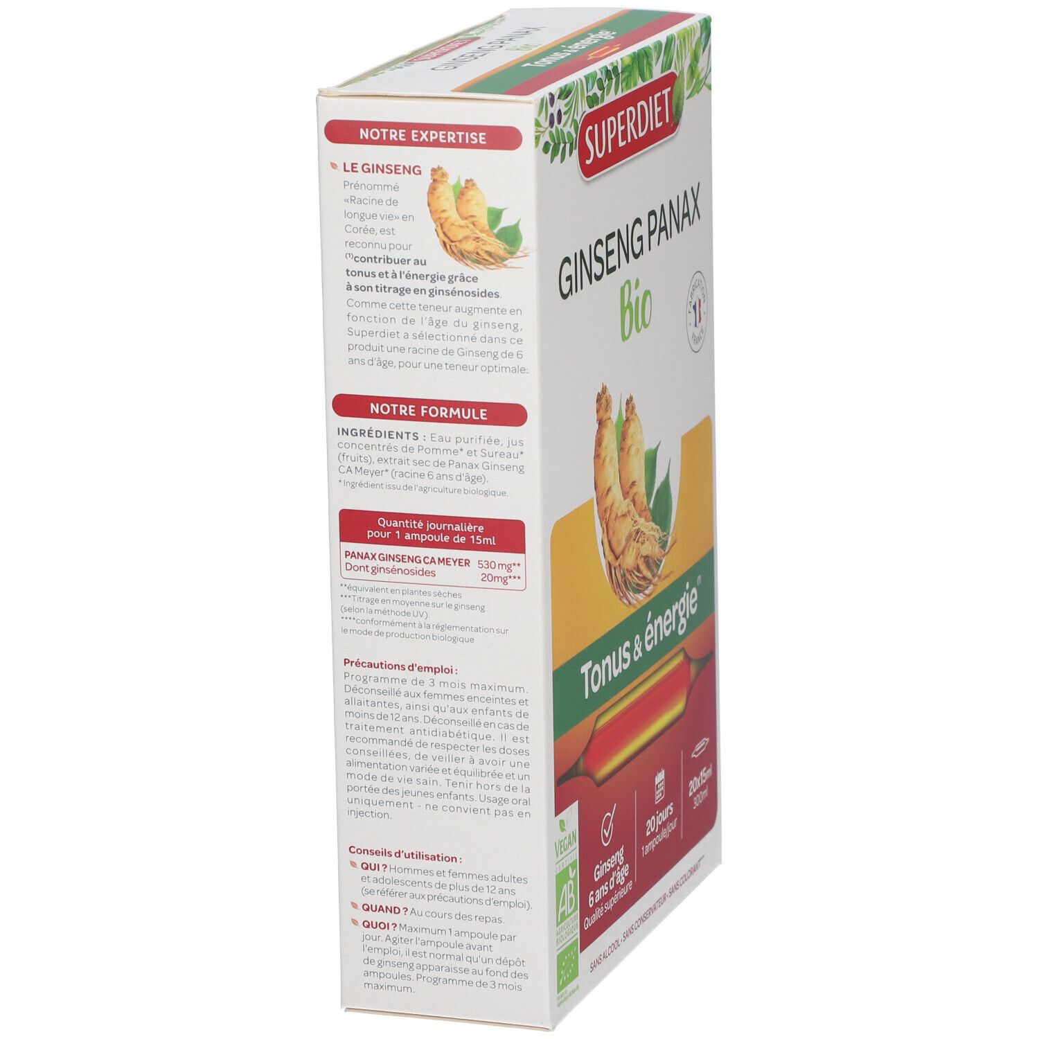 SUPER DIET Ginseng Panax Bio Ampoule 20 pc(s) Redcare Pharmacie