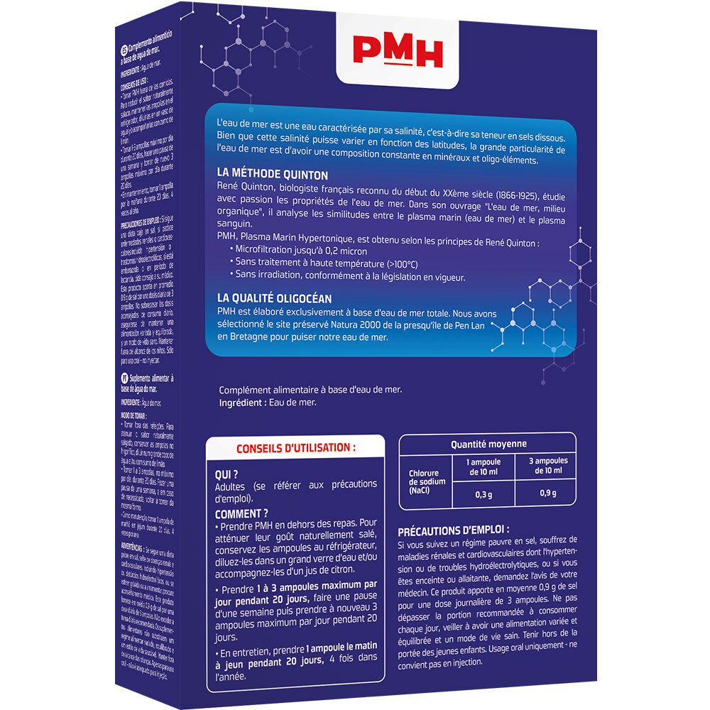 PMH  (Plasma marin hypertonique)  - 20 ampoules de 10 ml