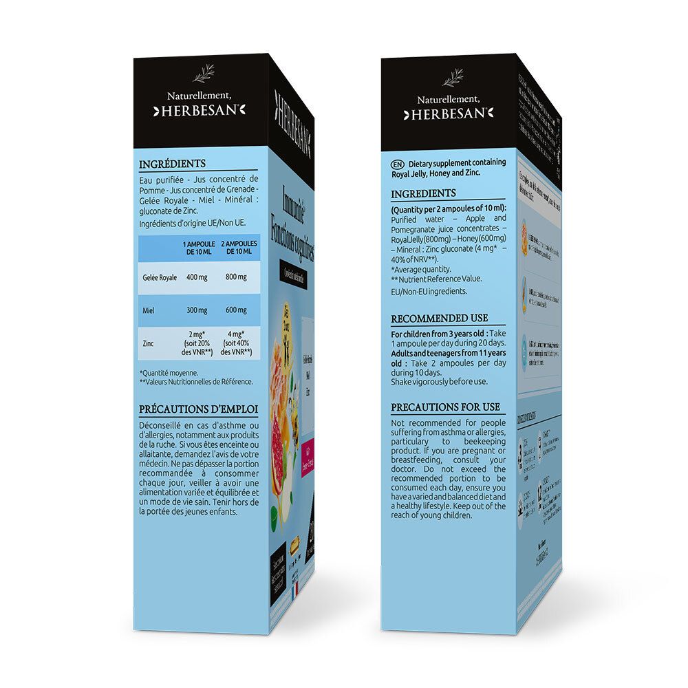 Herbesan Immunité Fonctions Cognitives Gelée Royale Zinc