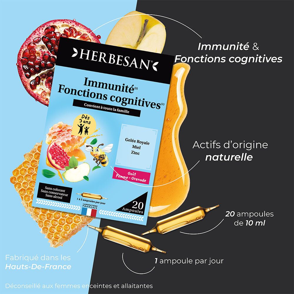 Herbesan Immunité Fonctions Cognitives Gelée Royale Zinc
