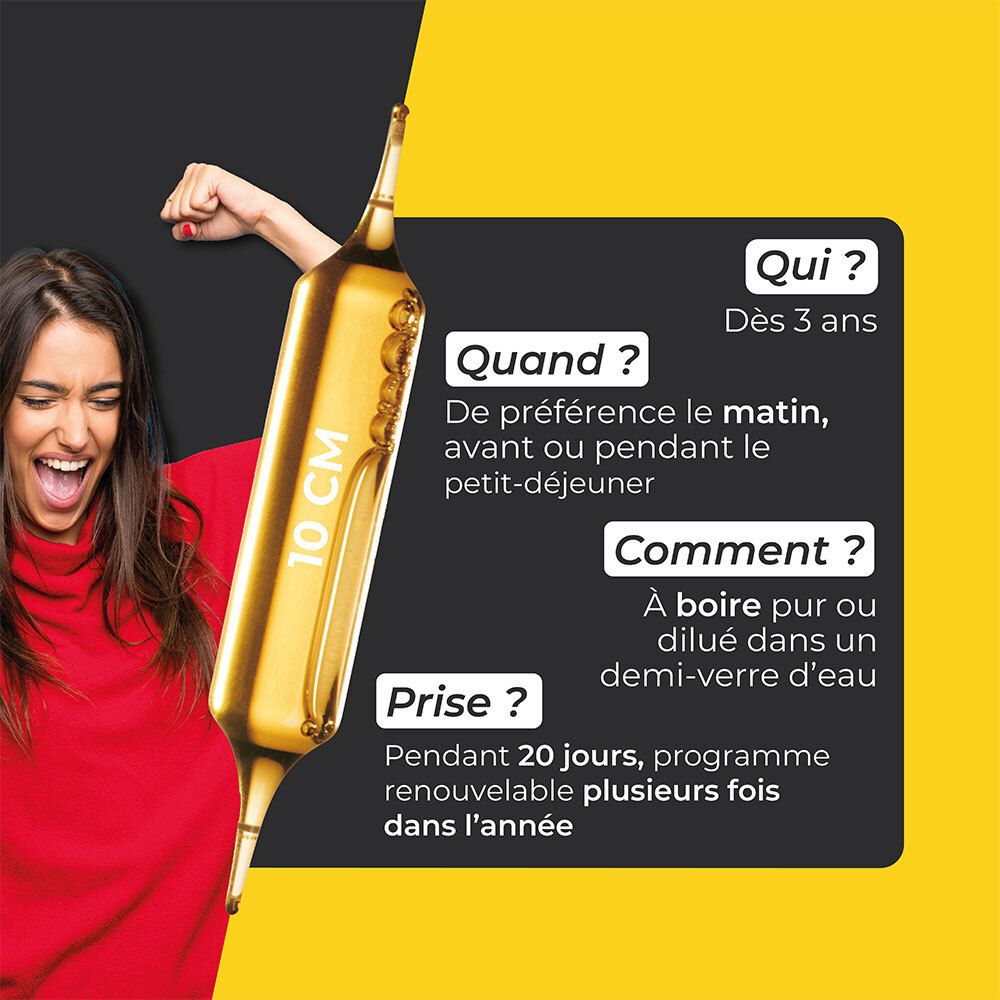 Femme tenant une ampoule. Informations d'utilisation et de dosage. Ampoule avec marquage 10 cm.
