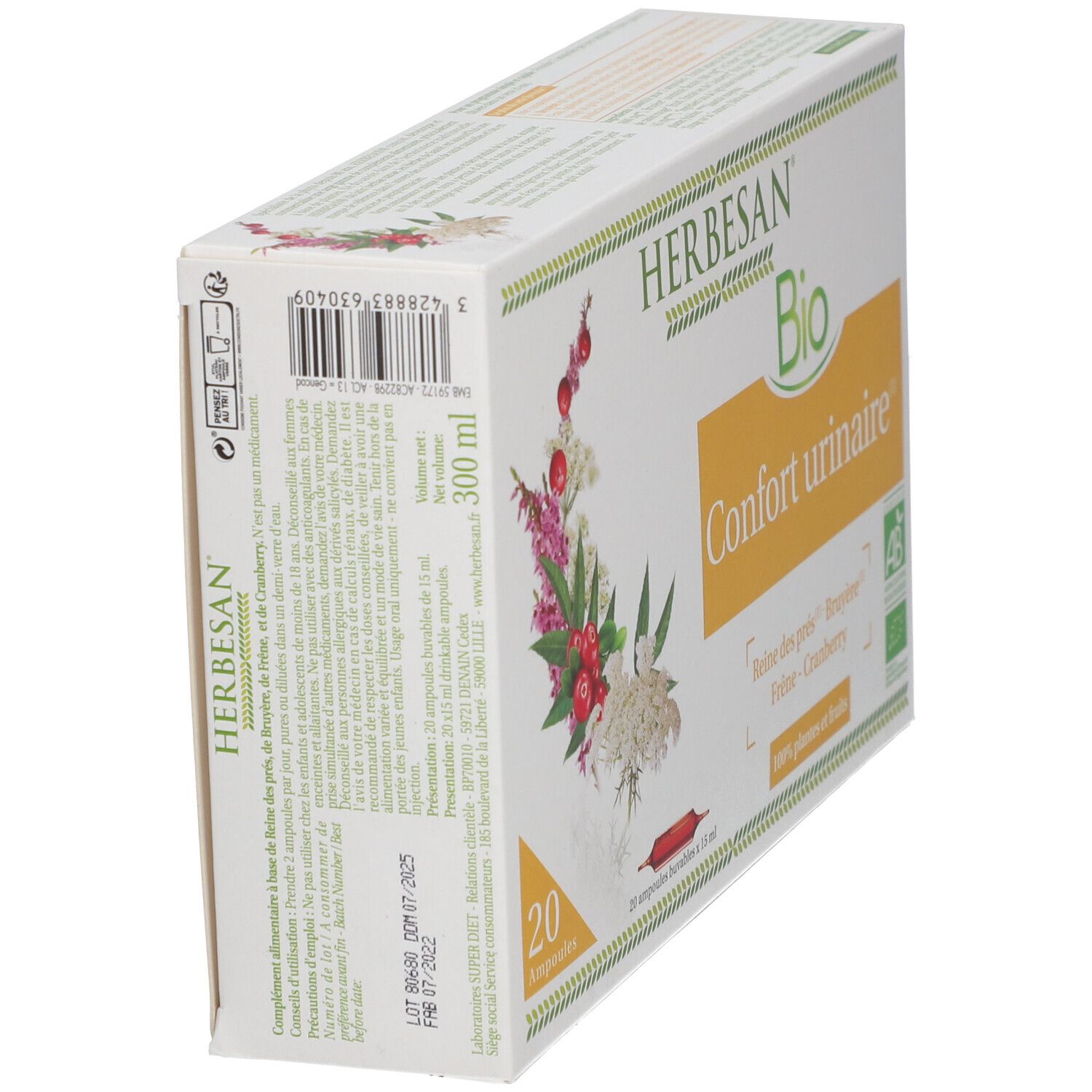 HERBESAN0® Reine des prés Confort urinaire Bio Ampoule